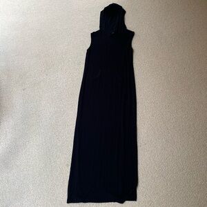 Sen Black Ribbed Knit Sleeveless Maxi Dress With hood